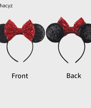 Chique Sequin Mickey Oortjes Diadeem met Strik - Feestelijk Haaraccessoire voor Kinderen & Dames