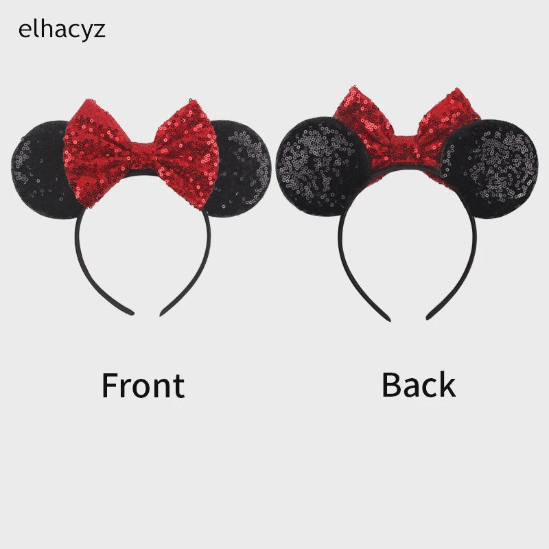 Chique Sequin Mickey Oortjes Diadeem met Strik - Feestelijk Haaraccessoire voor Kinderen & Dames