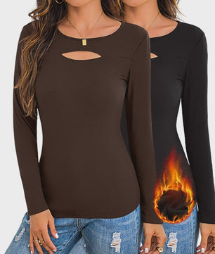 Dames Ribgebreide Longsleeve met Asymmetrische Halslijn - Slim Fit & Elegant