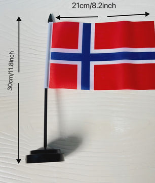 Noorse Bureauvlag 14x21cm - Polyester Vlag van Noorwegen met Standaard