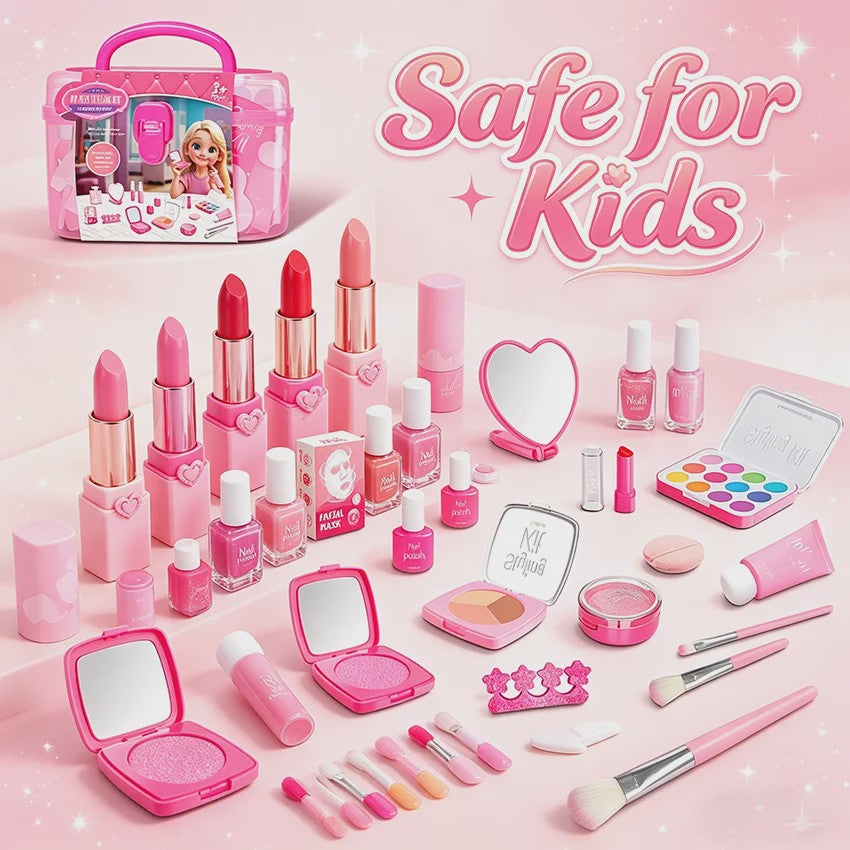 Prinsessen Speel Make-Up Set voor Kinderen - Faux Manicure, Lip Color & Eye Shadow Speelgoed