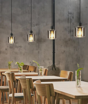 Vintage Glazen Hanglamp Zwart - Retro Industriële Stijl E27 Fitting