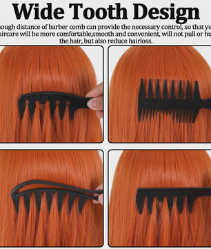 4-delige Heren Styling Kam Set - Brede Tanden, Anti-statisch voor Perfect Haar