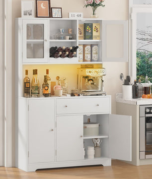 Witte Keukenkast Buffetkast met Werkblad en 2 Lades - Stijlvolle Opbergoplossing voor Keuken & Woonkamer