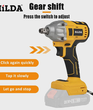 HILDA Accu Slagschroefmachine Brushless Krachtig 1/2" met Makita Batterij Compatibiliteit