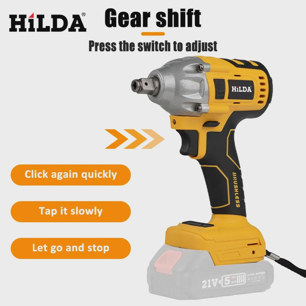 HILDA Accu Slagschroefmachine Brushless Krachtig 1/2" met Makita Batterij Compatibiliteit