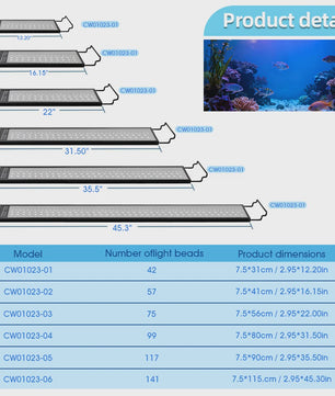 Intelligente LED Aquarium Verlichting met APP Control - Waterdicht IP68, Kleur & Helderheid Instelbaar