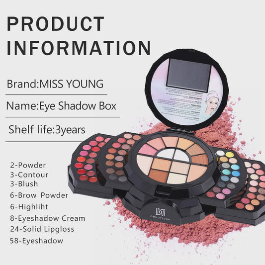 Professionele Make-up Palet: 110 Kleuren Eyeshadow, Lipgloss, Blush & meer