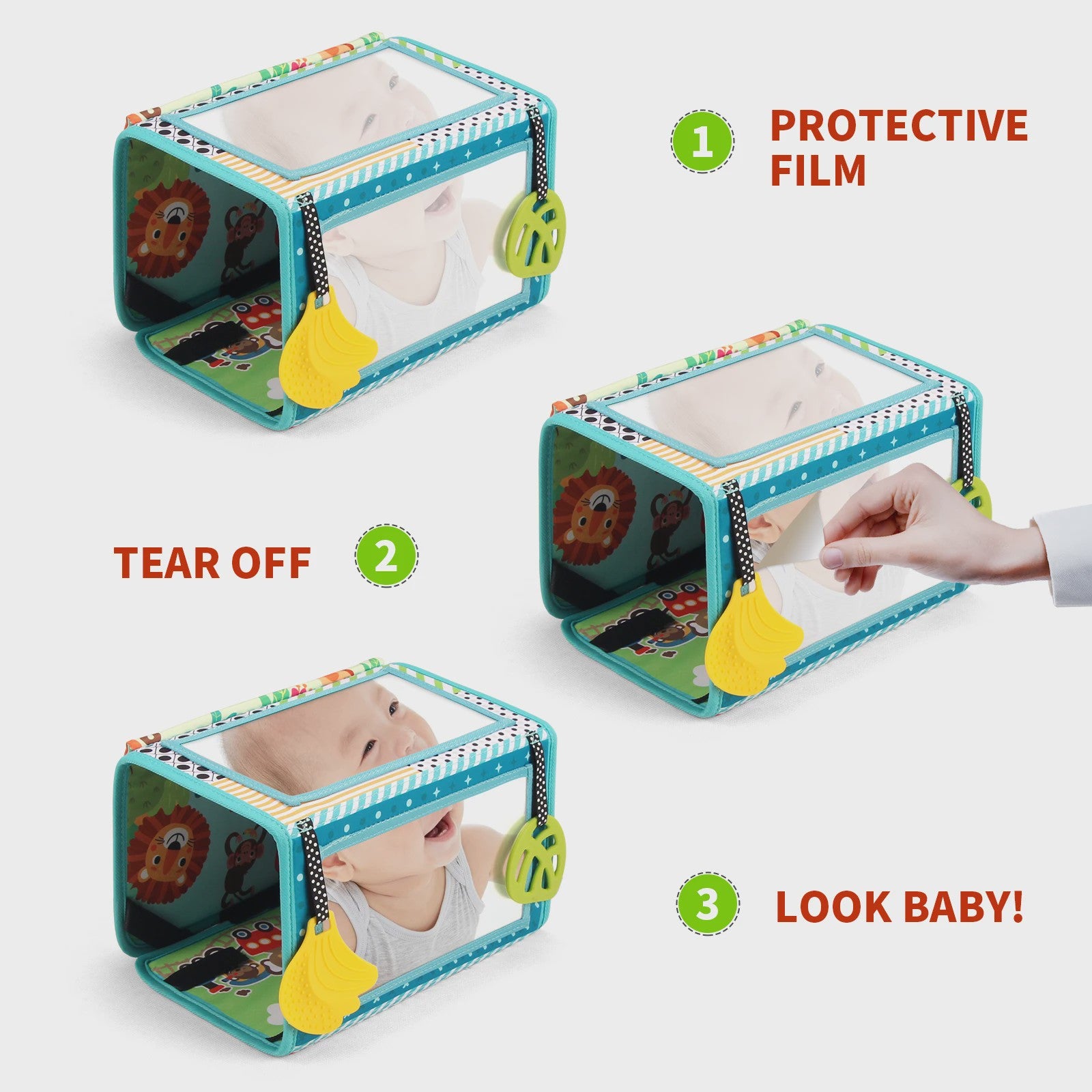 Interactief Baby Stoffen Boek met Spiegel - Educatief Montessori Speelgoed