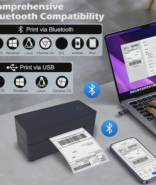 Draadloze Bluetooth Thermische Verzender Label Printer 4x6 inch - Print Labels Vanaf Android, iPhone, Mac & Windows