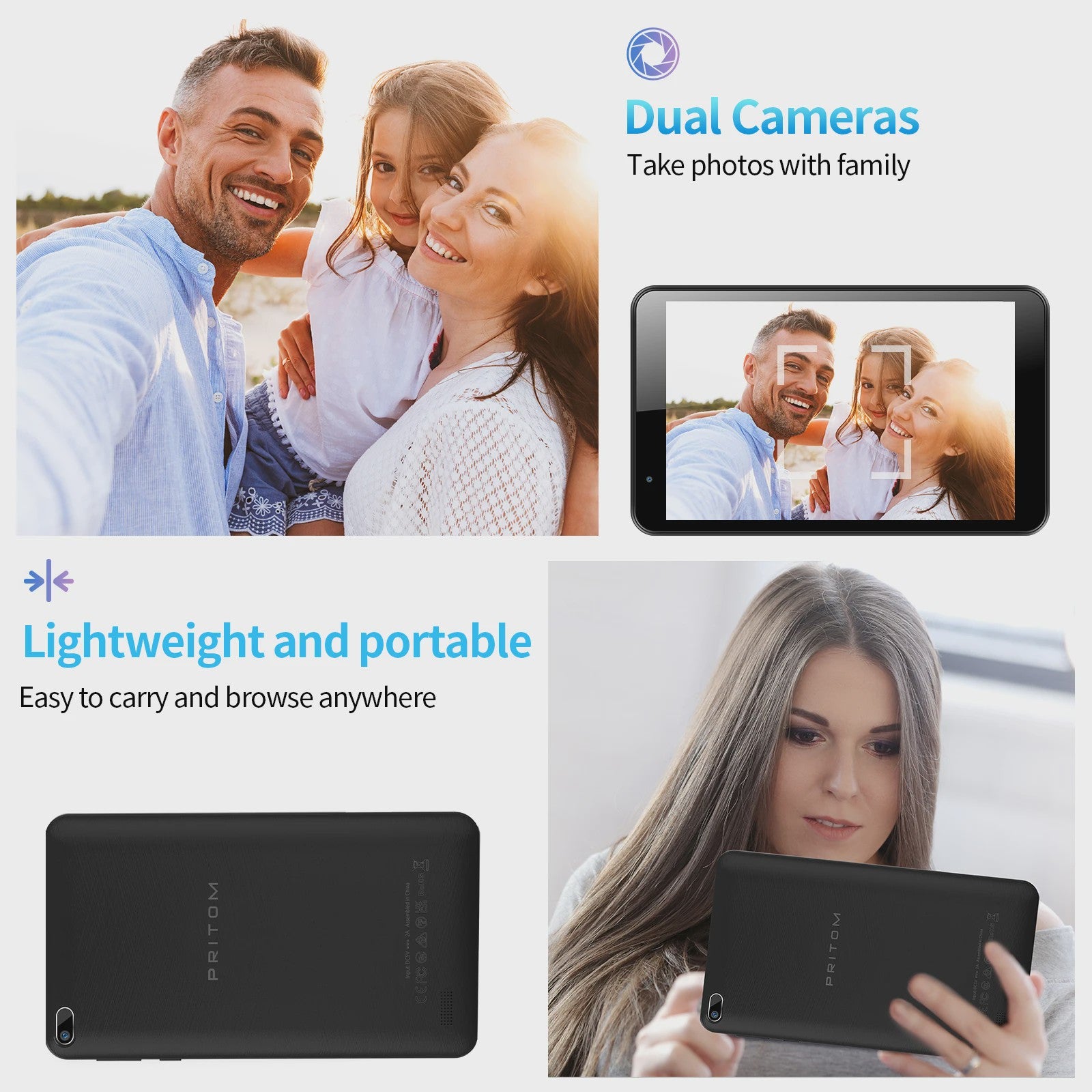 PRITOM 7 Inch Tablet PC met Android 13, 32GB Opslag en Beschermhoes