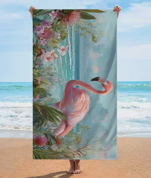Artistiek Flamingo Strandlaken - Sneldrogend en Absorberend Strandlaken voor Zomer Vakantie