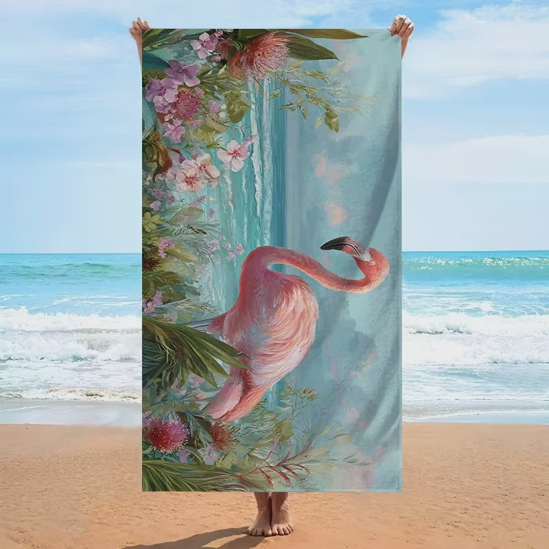 Artistiek Flamingo Strandlaken - Sneldrogend en Absorberend Strandlaken voor Zomer Vakantie