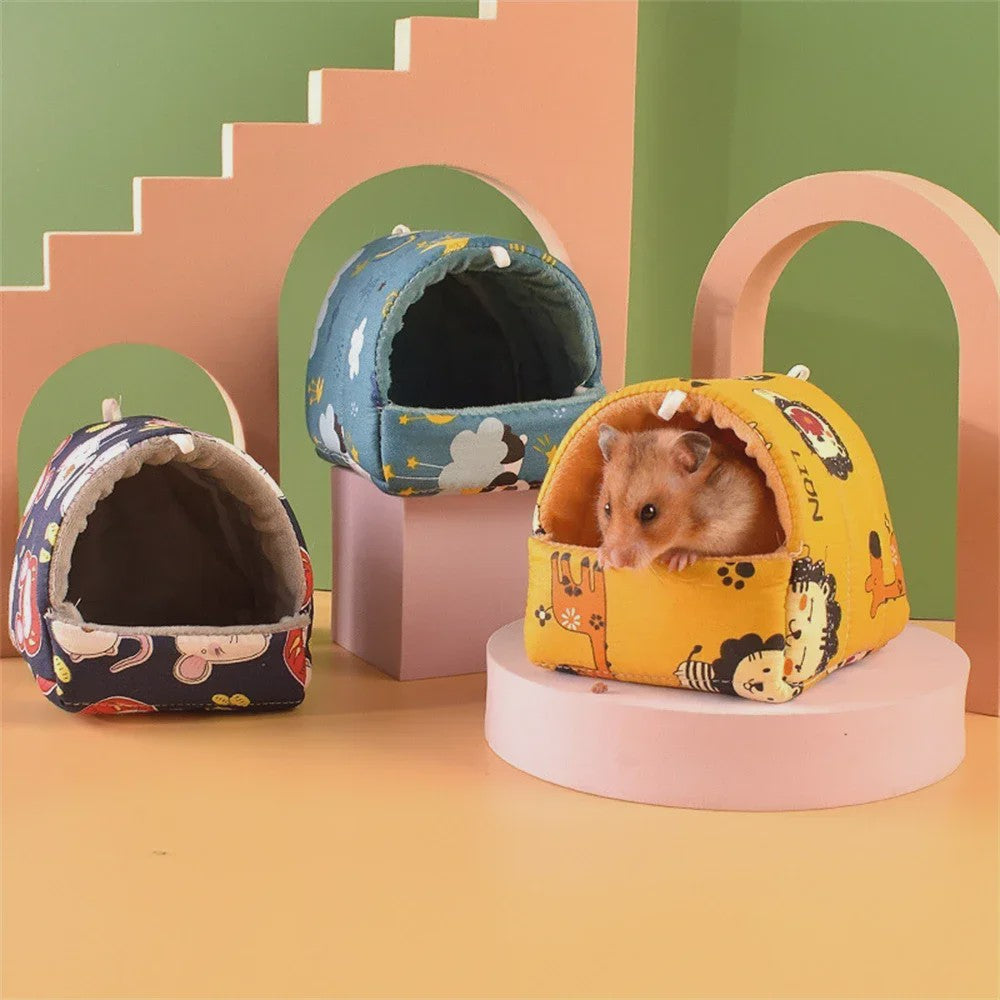 Schattig Cartoon Nestje voor Kleine Huisdieren - Warm & Zacht Hamsterhuisje