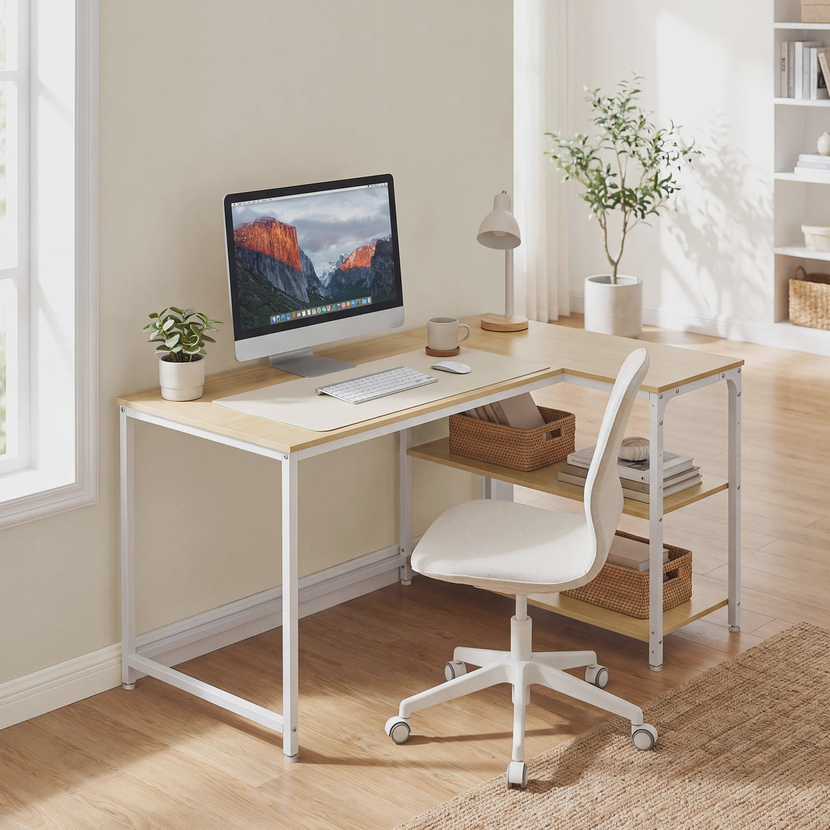 Hoekbureau L-vormig Bureau met 3 Planken - 110 x 80 cm