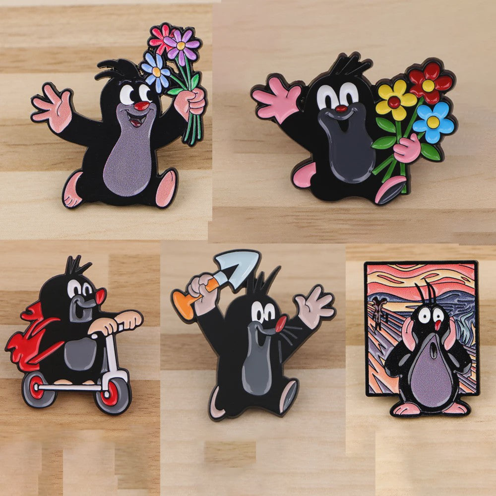 Grappige Mol Emaille Speld - Cartoon Dieren Broche voor Rugzak & Kleding