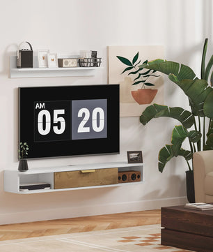 Zwevend TV Meubel met Wandplank en Open Vakken - Modern Design