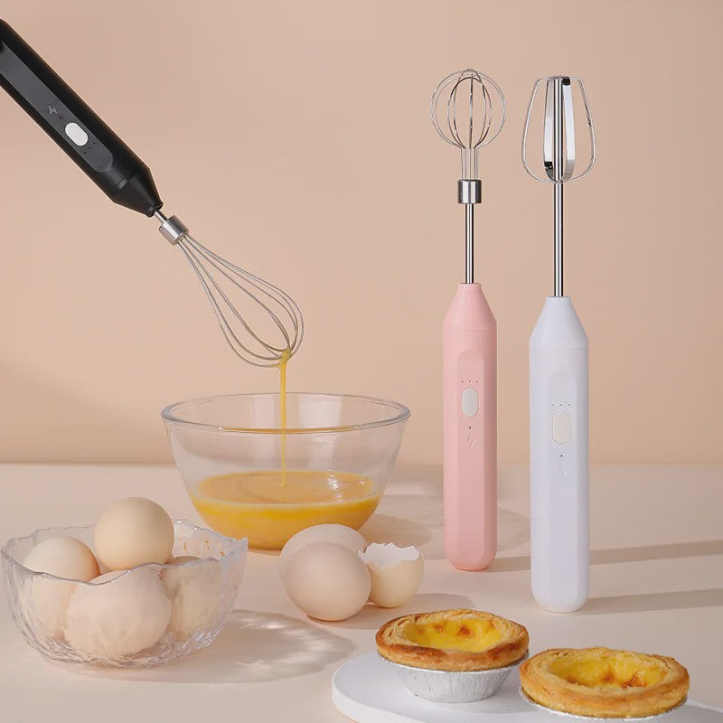 Draadloze Multifunctionele Garde: Compacte Handmixer met Melkopschuimer & Automatische Roerder