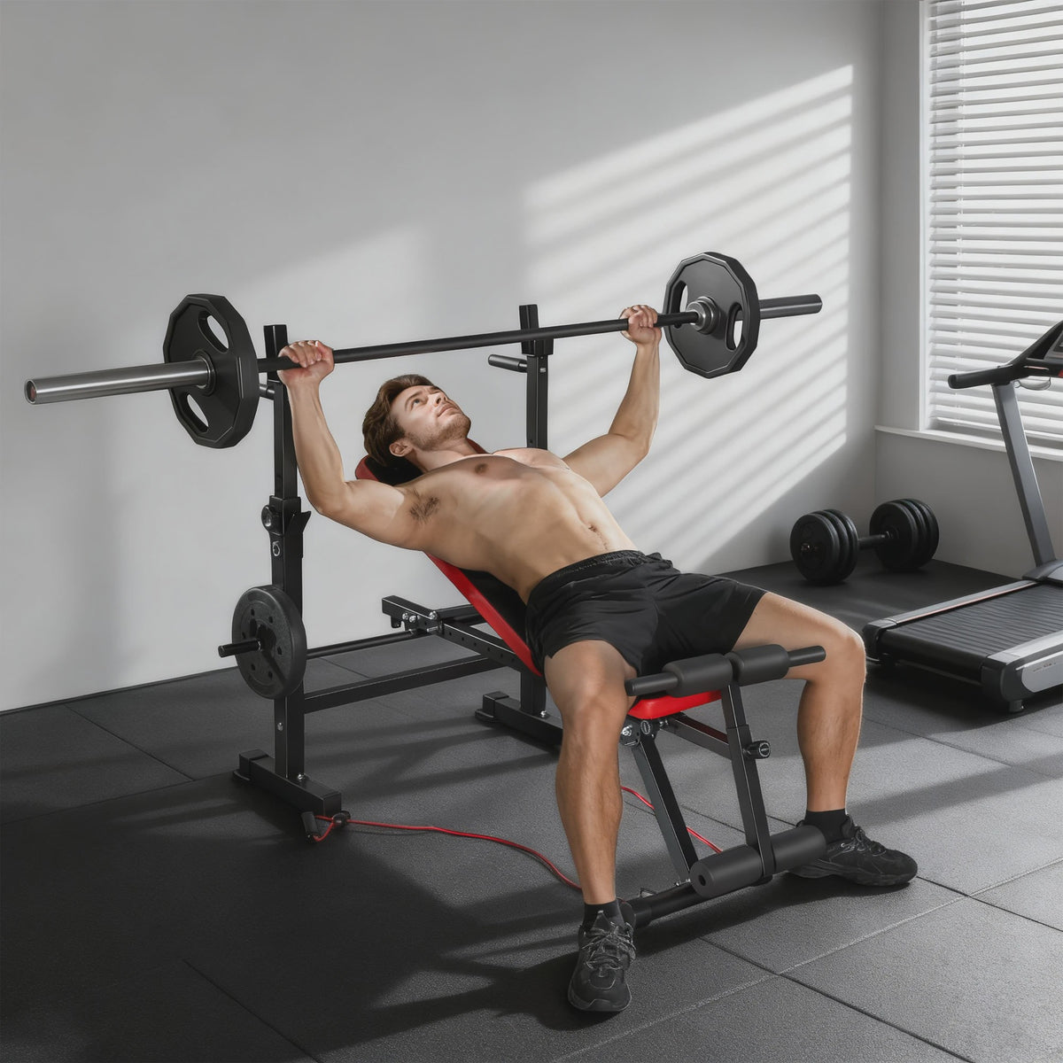 SPORTNOW Multifunctionele Bodybuilding Bank met Verstelbare Rugleuning en Beensteun