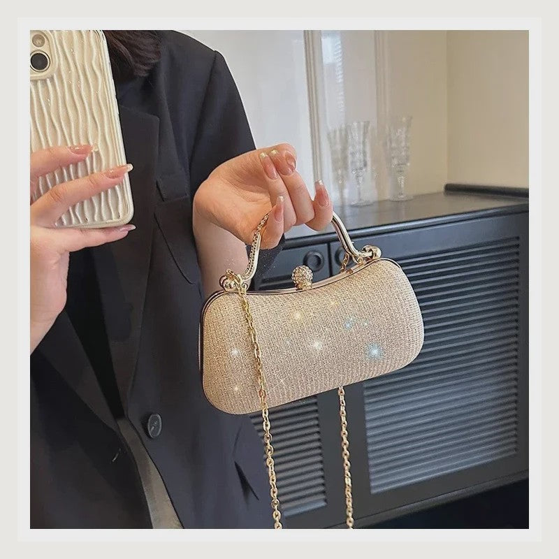 Glitter Avondtasje met Diamant Effect - Chique Clutch & Schoudertas