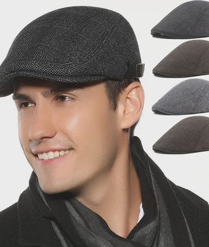 Herfst Winter Heren Flat Cap Wol Blend - Klassieke Baker Boy Pet met Visgraatpatroon