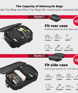 Motorfiets Topcase / Zijtas - 20L Uitbreidbaar - Waterdicht & Robuust