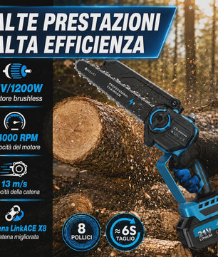 2-in-1 Snoerloze Telescoop Kettingzaag met 2x 4000mAh Accu's