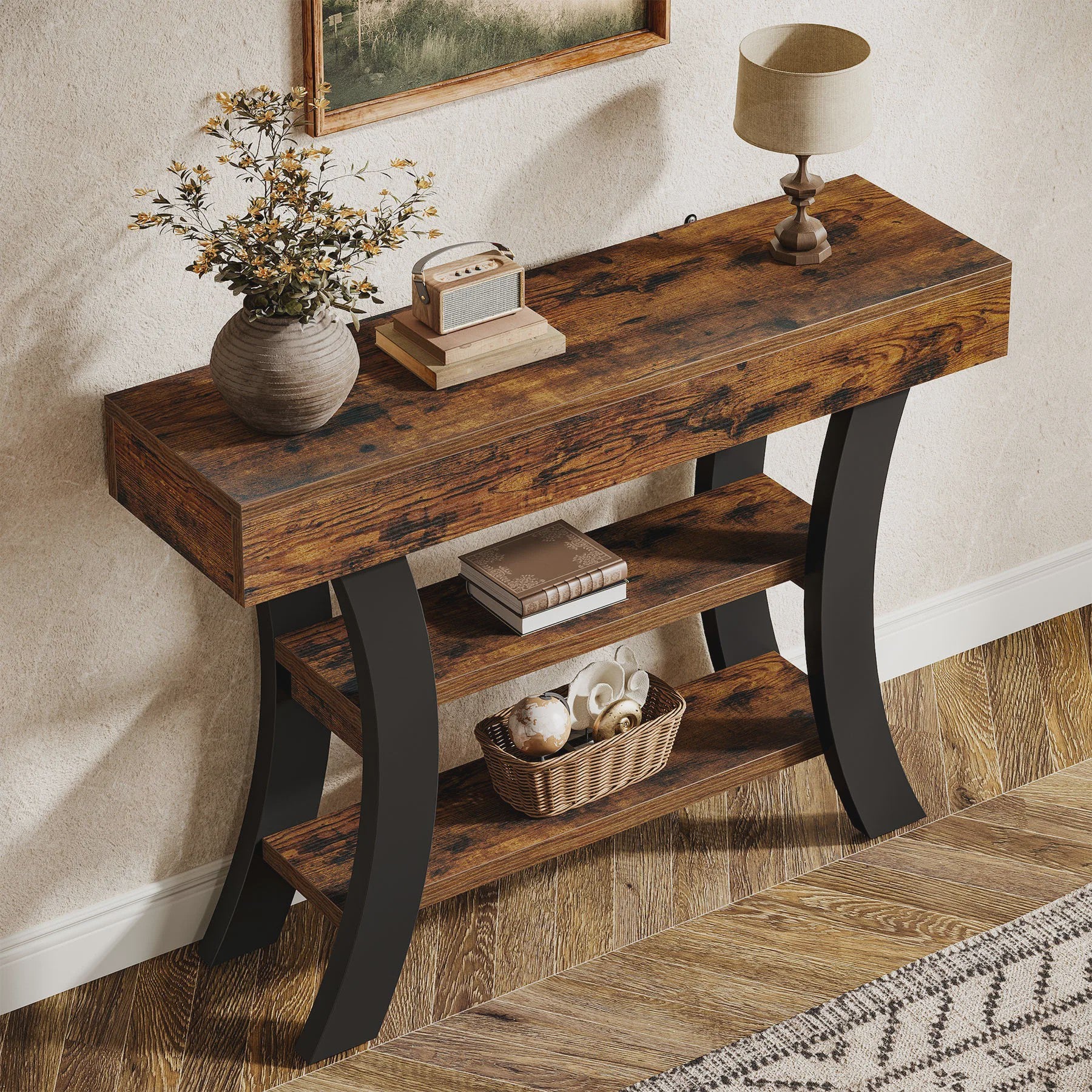 Rustieke Console Tafel met 3 Niveaus - Entree, Hal of Woonkamer