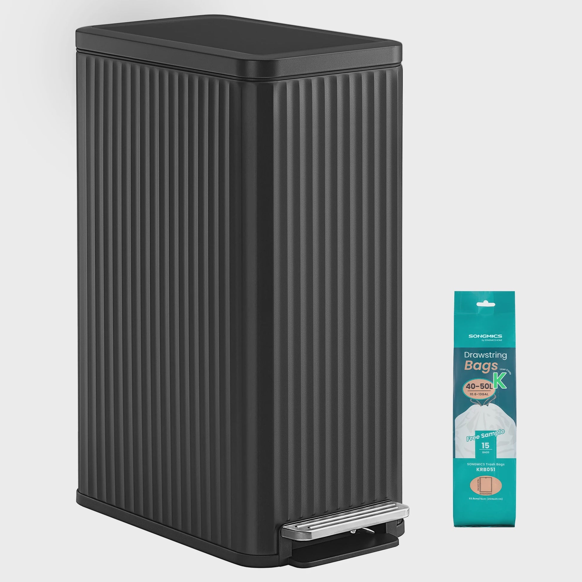 Songmics Keuken Pedaalemmer 50L - Stijlvol RVS met Soft Close & Ruimtebesparend Ontwerp