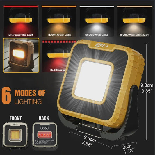 Krachtige Oplaadbare LED Werkspot 1000 Lumen met 3000mAh Batterij - Waterdicht & Draagbaar