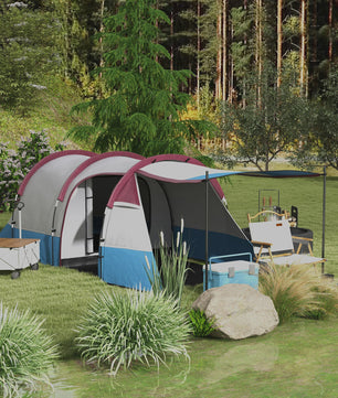 Outsunny Tunnel Tent voor 2 Personen met Luifel - Ideaal voor Camping & Tuin