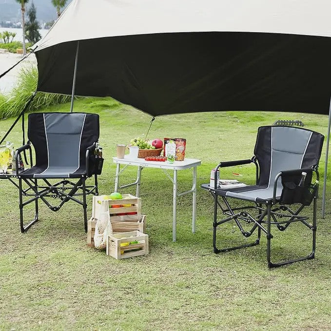 XL Regisseurs Campingstoel - Zware Kwaliteit, Opvouwbaar met Zijtafel & Opbergvak