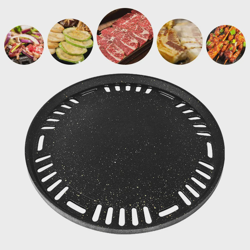 Ronde Grillplaat 29.5cm - Non-stick Aluminium voor Korean BBQ, Camping & Inductie