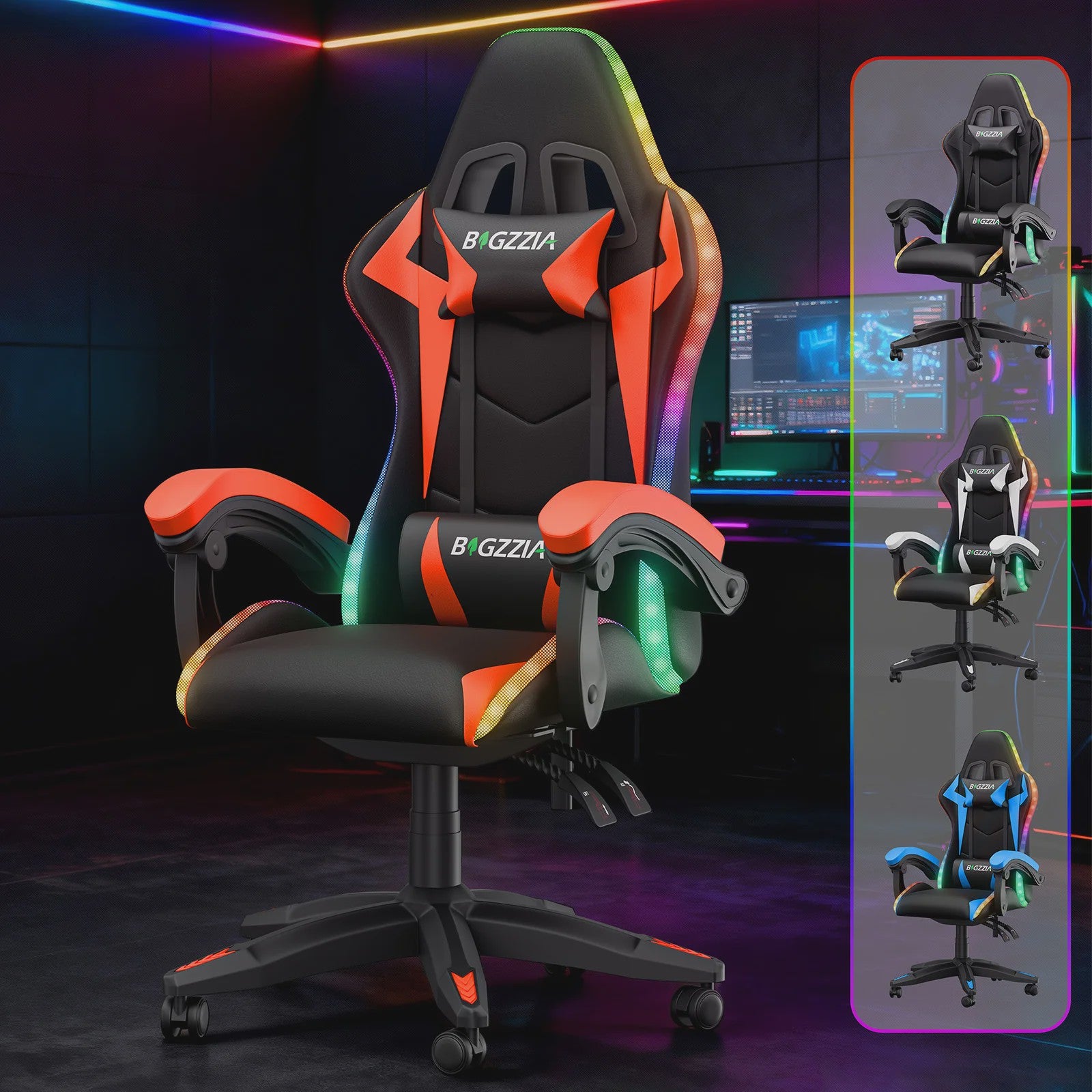 Gartistgo Ergonomische Gaming Stoel met RGB LED Verlichting