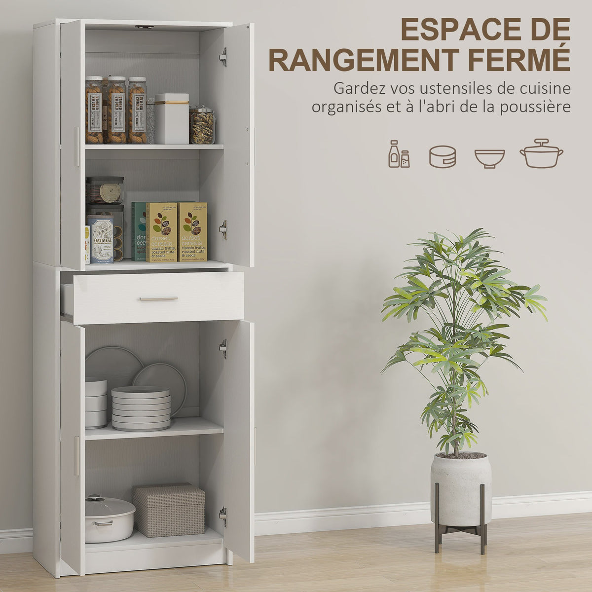 HOMCOM Keukenbuffet Kast met Deuren, Lades en Verstelbare Planken - Modern Design