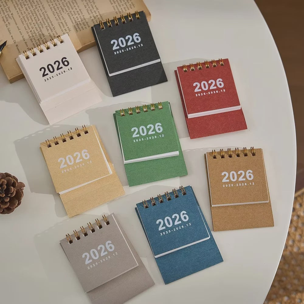 Mini Bureaukalender 2026 - Creatieve Spiraalgebonden Kalender voor Bureau Decoratie & Kantoor