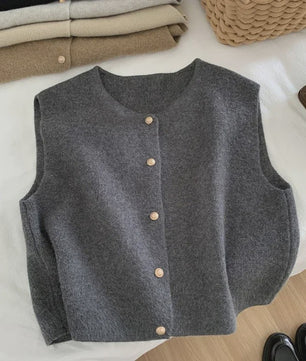 Elegante Gebreide Vest Dames - Mouwloos Vest met Knopen