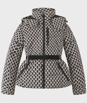 Dames Winter Parka Jas met Capuchon, Hoge Taille en Riem - Warm & Winddicht