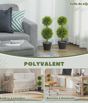 Set van 2 Kunstplanten Bal Topiary 60 cm - Decoratieve Kunst Bollen in Pot