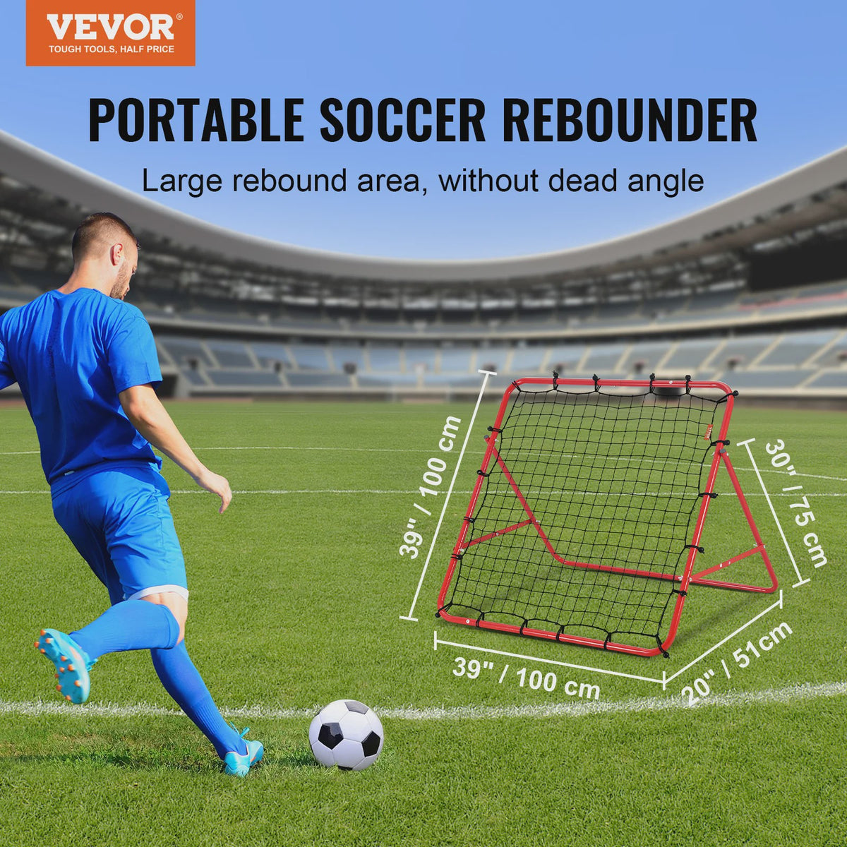 VEVOR Voetbal Rebounder Net - Draagbaar, Verstelbaar Hoek, Training Hulp