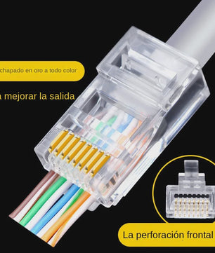100x RJ45 Connectoren CAT6/CAT5e - Doorvoer Crystal Plug, Goudkleurig, 8P8C Ethernet Modular Plug