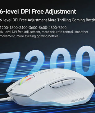 Ergonomische USB Bedrade Gaming Muis met 6 Knoppen en 7200 DPI