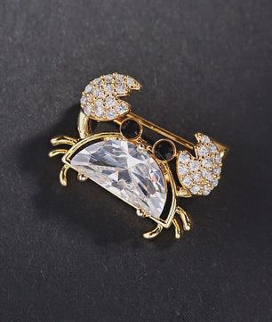 Unieke Krab Broche met Gekleurde Zirkonia - Stijlvol Dames Accessoire