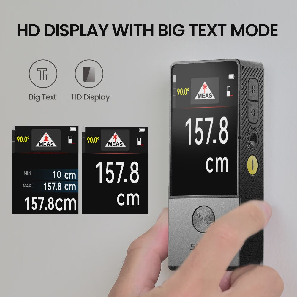 MILESEEY D9 Laser Afstandsmeter: Multifunctioneel met Wiel, Spraakuitvoer & Bluetooth