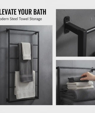 Stijlvolle Wandgemonteerde Handdoekhouder 60x10x116 cm - Stabiel Staal voor Badkamer & Toilet