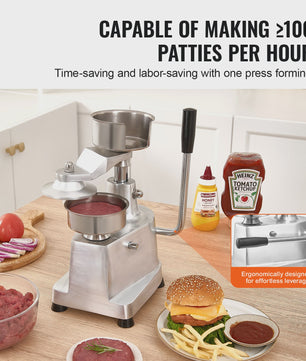 Professionele Burger Patty Maker - 100mm Roestvrij Staal Hamburger Pers Machine
