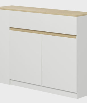 Stijlvol Wit Sideboard met 2 Deuren, 1 Lade en 3 Open Planken - 110 cm Breed