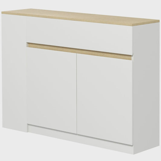 Stijlvol Wit Sideboard met 2 Deuren, 1 Lade en 3 Open Planken - 110 cm Breed