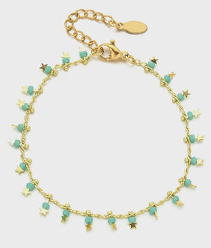 Bohemian Kralen Armband met Sterren & Tassel - Goudkleurig