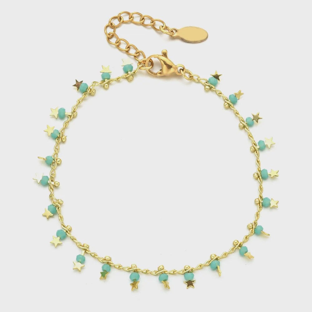 Bohemian Kralen Armband met Sterren & Tassel - Goudkleurig